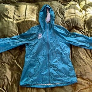 Black Diamond Blue Hooded Raincoat